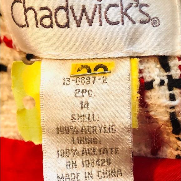 Chadwicks 2 piece, red, black and white tweed skirt set - Picture 6 of 7